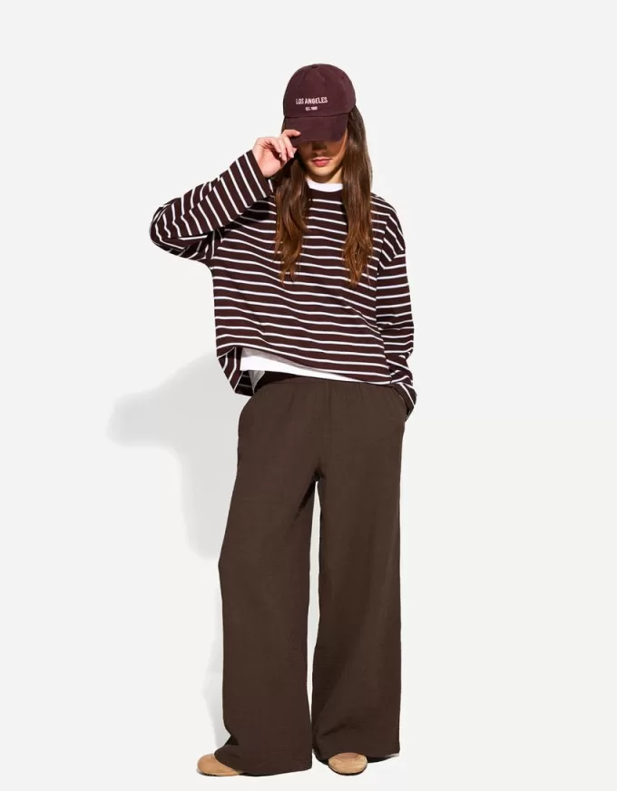Pantaloni rustici din pânză dublă cu picioare largi Pantaloni rustici din pânză dublă cu picioare largi