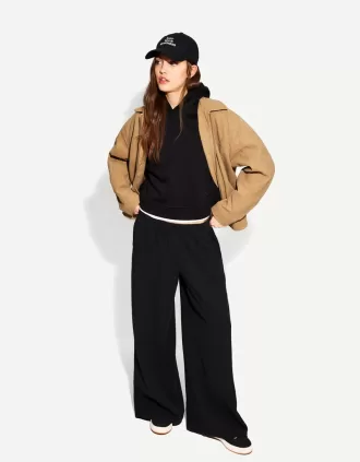 Pantaloni rustici din pânză dublă cu picioare largi