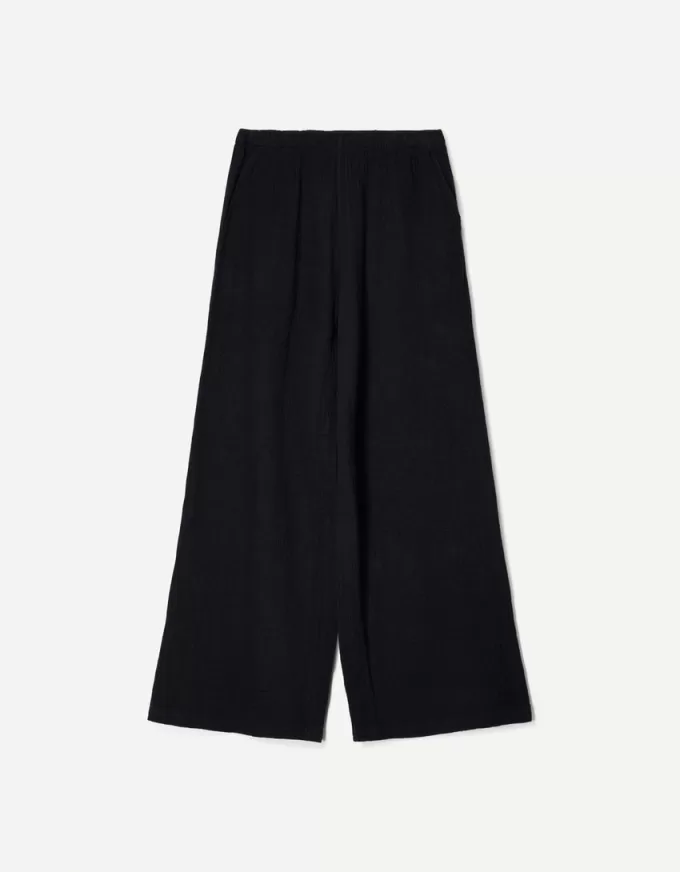 Pantaloni rustici din pânză dublă cu picioare largi Pantaloni rustici din pânză dublă cu picioare largi