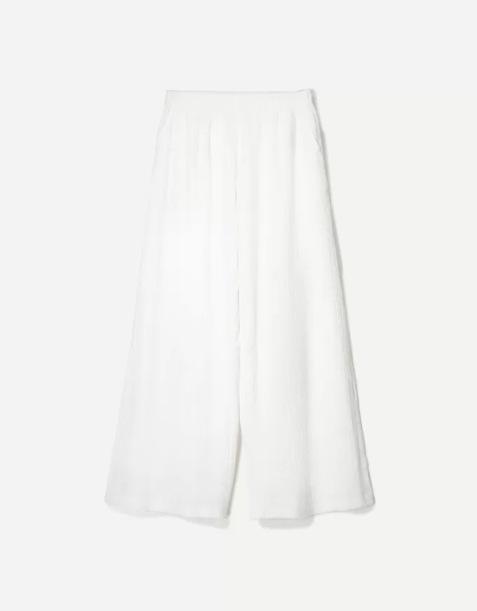 Pantaloni rustici din pânză dublă cu picioare largi Pantaloni rustici din pânză dublă cu picioare largi