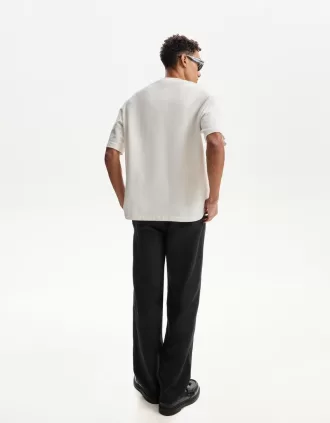 Pantaloni rustici largi din amestec de in