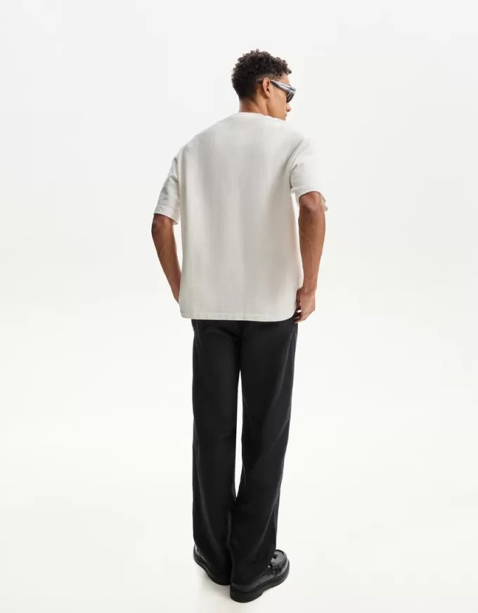 Pantaloni rustici largi din amestec de in Pantaloni rustici largi din amestec de in