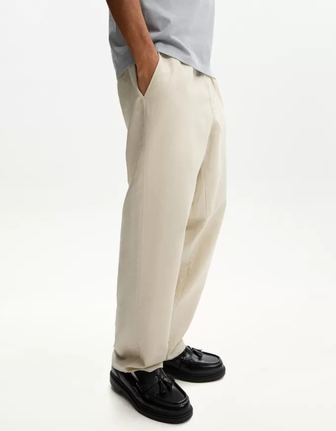 Pantaloni rustici largi din amestec de in Pantaloni rustici largi din amestec de in
