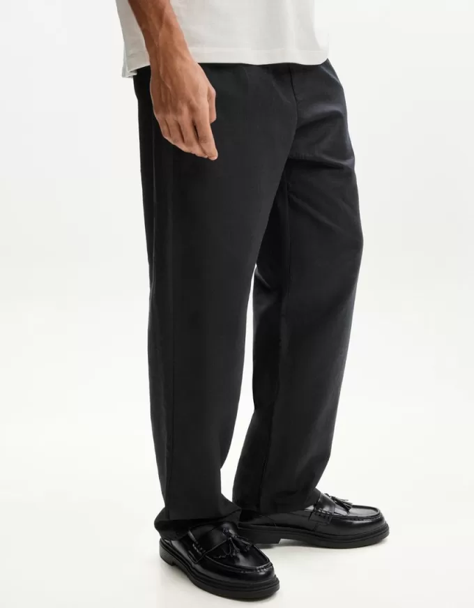 Pantaloni rustici largi din amestec de in Pantaloni rustici largi din amestec de in
