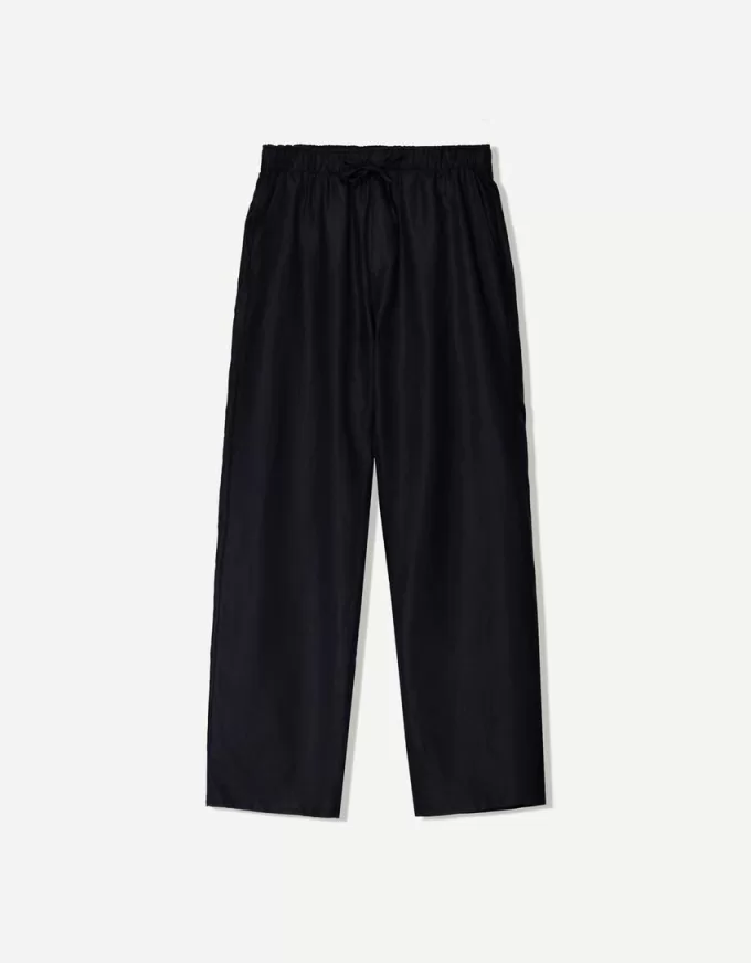 Pantaloni rustici largi din amestec de in Pantaloni rustici largi din amestec de in