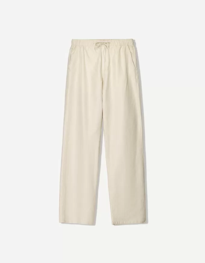 Pantaloni rustici largi din amestec de in Pantaloni rustici largi din amestec de in