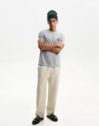 Pantaloni rustici largi din amestec de in