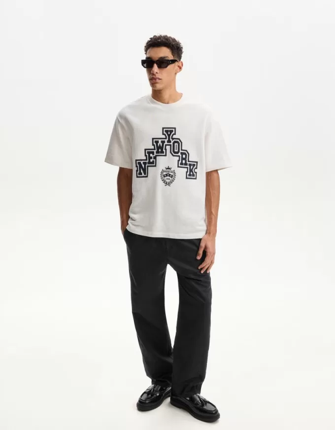Pantaloni rustici largi din amestec de in Pantaloni rustici largi din amestec de in