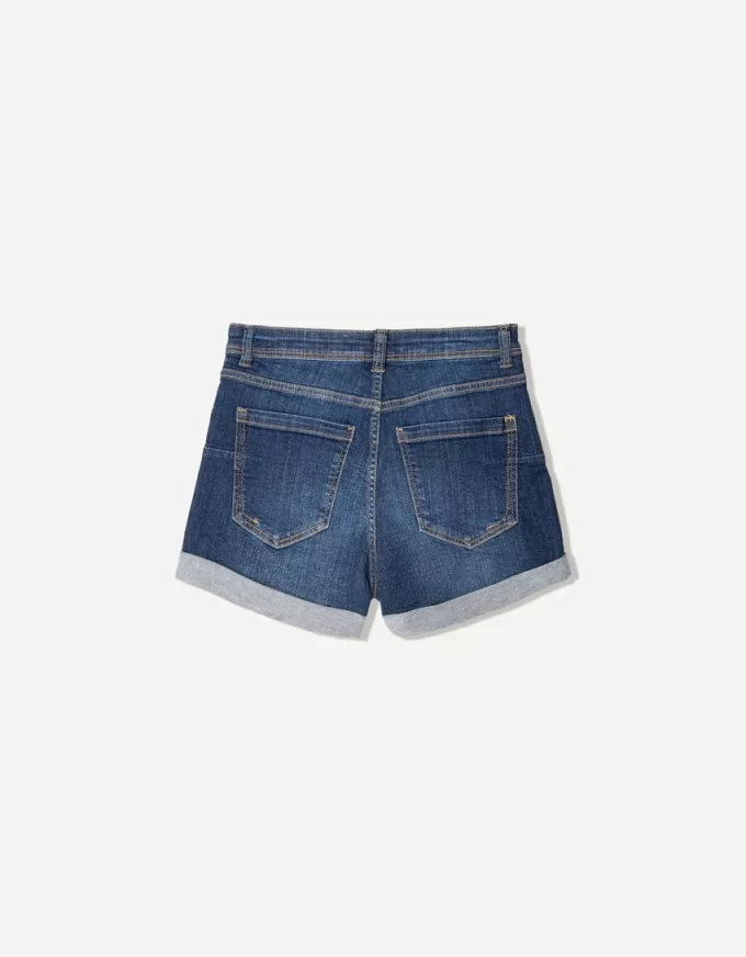 Pantaloni scurți din denim rulați Pantaloni scurți din denim rulați