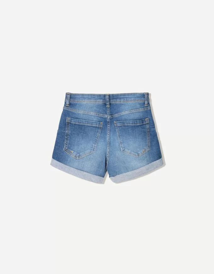 Pantaloni scurți din denim rulați Pantaloni scurți din denim rulați