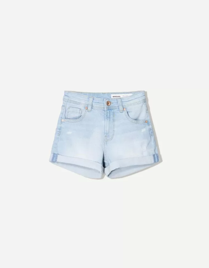 Pantaloni scurți din denim rulați Pantaloni scurți din denim rulați