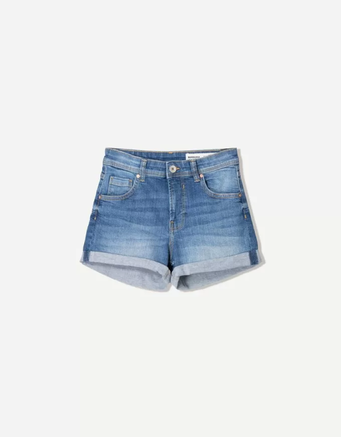 Pantaloni scurți din denim rulați Pantaloni scurți din denim rulați