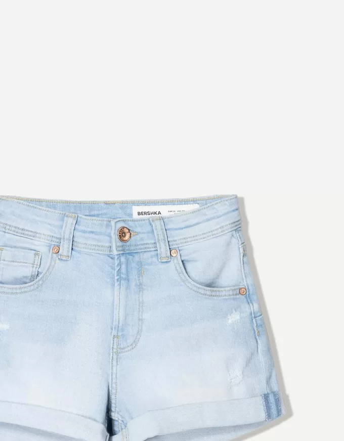 Pantaloni scurți din denim rulați Pantaloni scurți din denim rulați