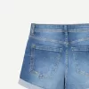 Pantaloni scurți din denim rulați Pantaloni scurți din denim rulați