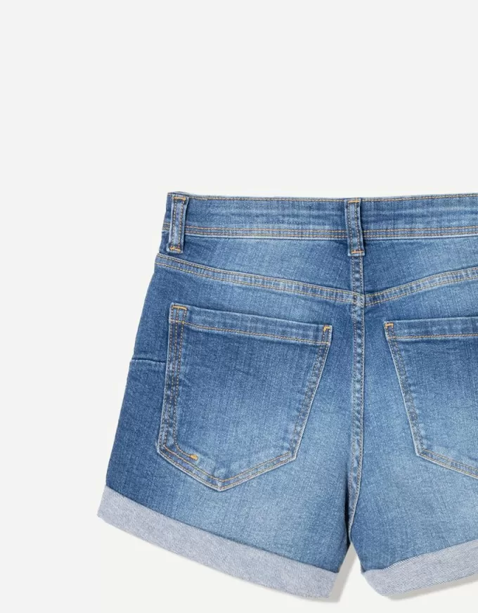 Pantaloni scurți din denim rulați Pantaloni scurți din denim rulați