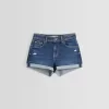 Pantaloni scurți din denim rulați Pantaloni scurți din denim rulați