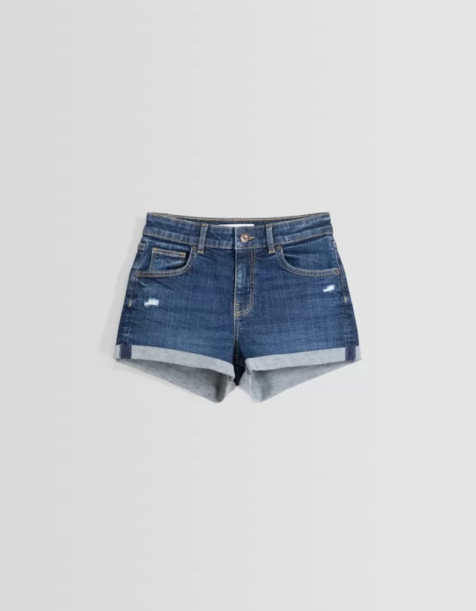 Pantaloni scurți din denim rulați Pantaloni scurți din denim rulați