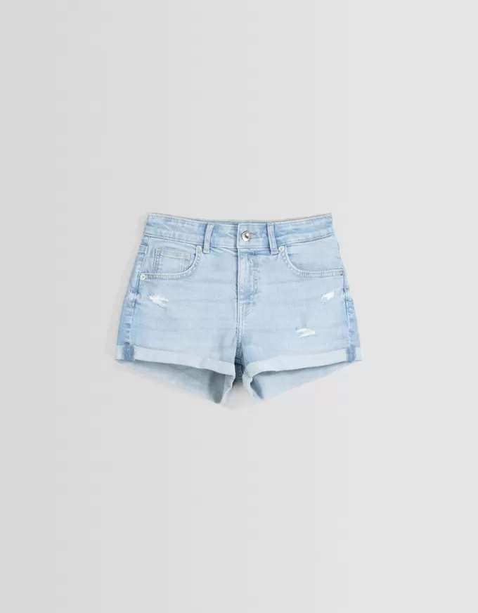 Pantaloni scurți din denim rulați Pantaloni scurți din denim rulați