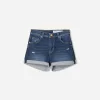 Pantaloni scurți din denim rulați Pantaloni scurți din denim rulați
