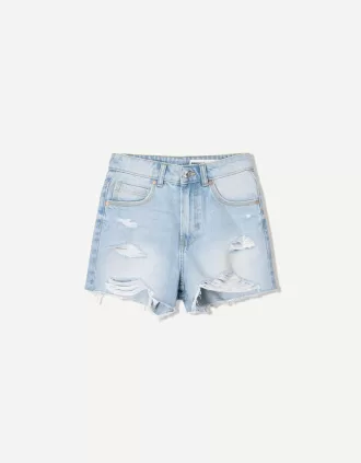 Pantaloni scurți din denim rupt