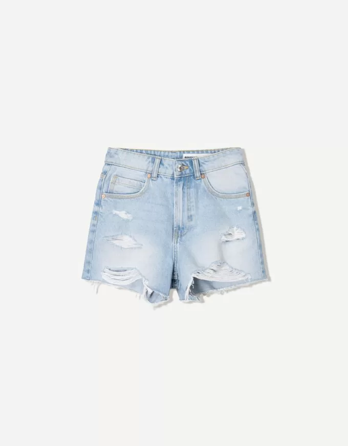 Pantaloni scurți din denim rupt Pantaloni scurți din denim rupt