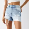 Pantaloni scurți din denim rupt Pantaloni scurți din denim rupt