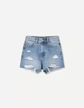 Pantaloni scurți din denim rupt