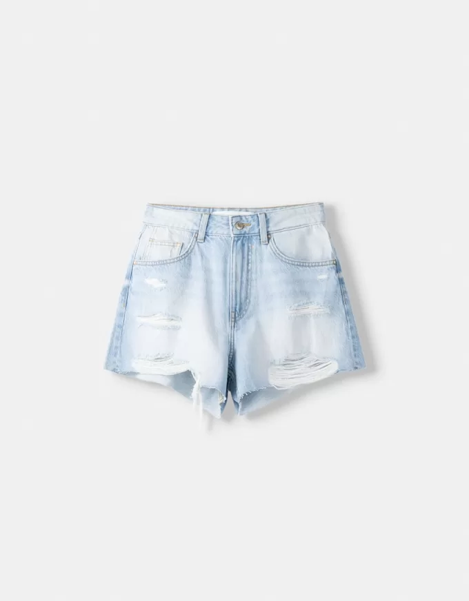 Pantaloni scurți din denim rupt Pantaloni scurți din denim rupt
