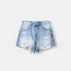 Pantaloni scurți din denim rupt Pantaloni scurți din denim rupt