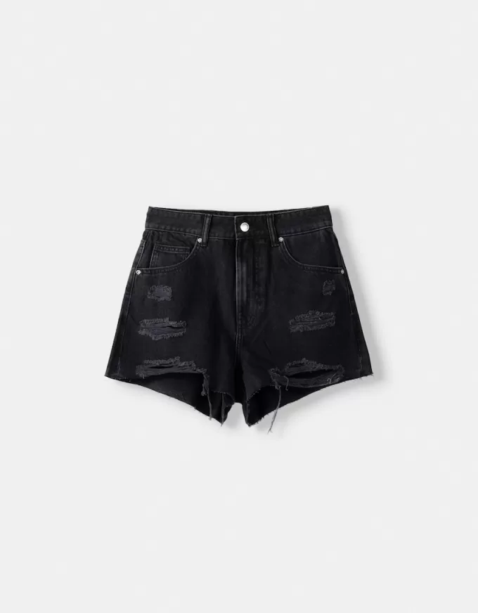 Pantaloni scurți din denim rupt Pantaloni scurți din denim rupt