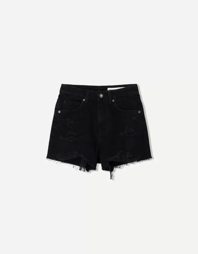 Pantaloni scurți din denim rupt Pantaloni scurți din denim rupt