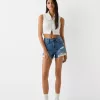 Pantaloni scurți din denim rupt Pantaloni scurți din denim rupt