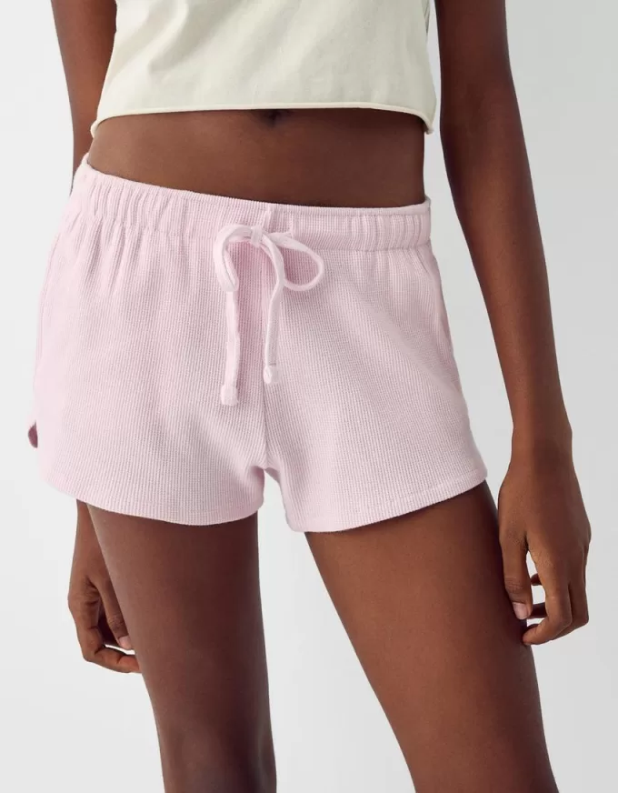 Pantaloni scurți din tricot waffle
