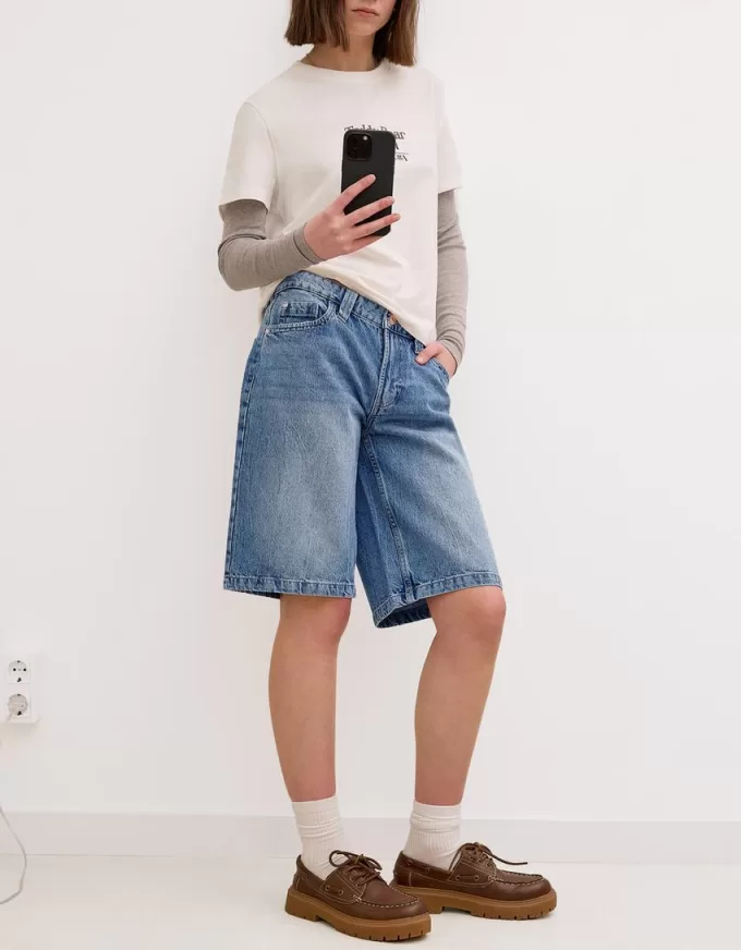 Pantaloni scurți largi din denim