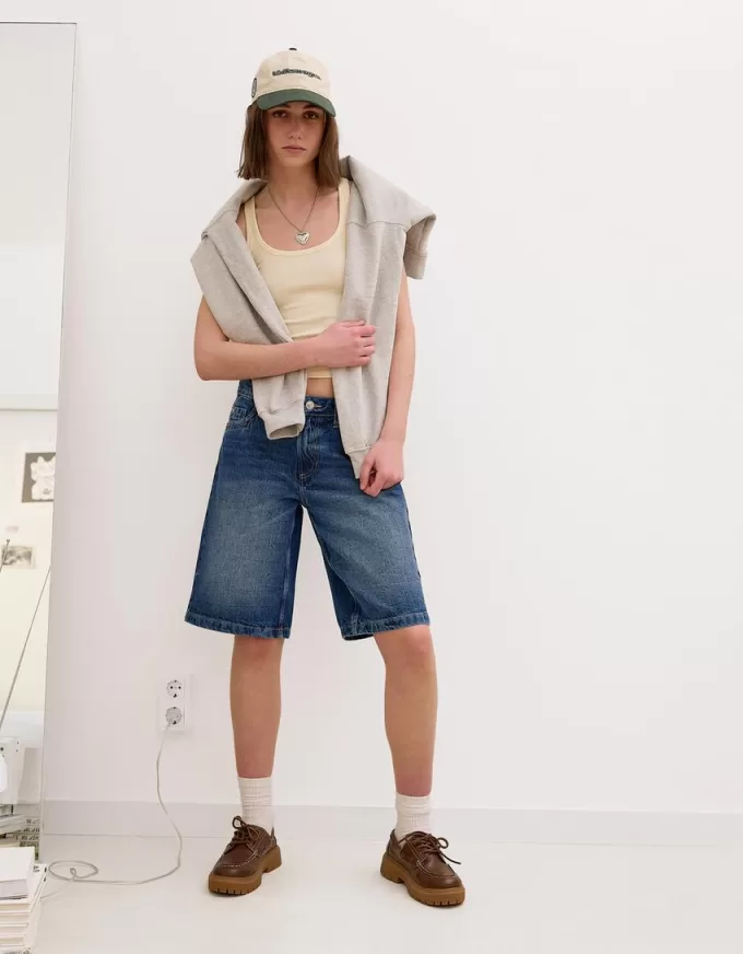 Pantaloni scurți largi din denim