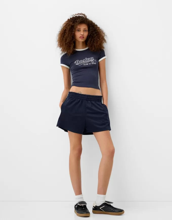 Pantaloni scurți retro cu dungi laterale