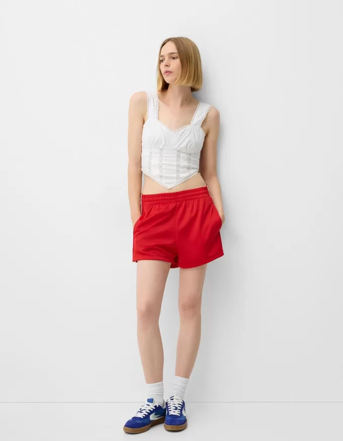 Pantaloni scurți retro cu dungi laterale