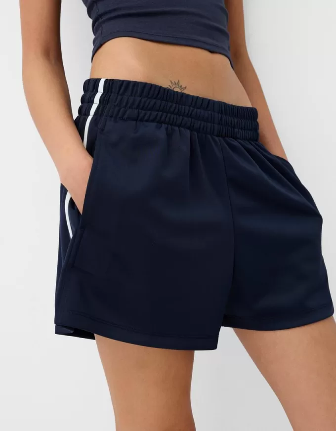 Pantaloni scurți retro cu dungi laterale