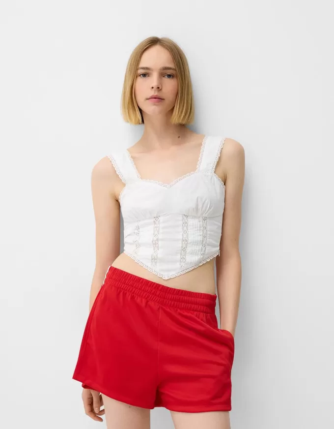 Pantaloni scurți retro cu dungi laterale