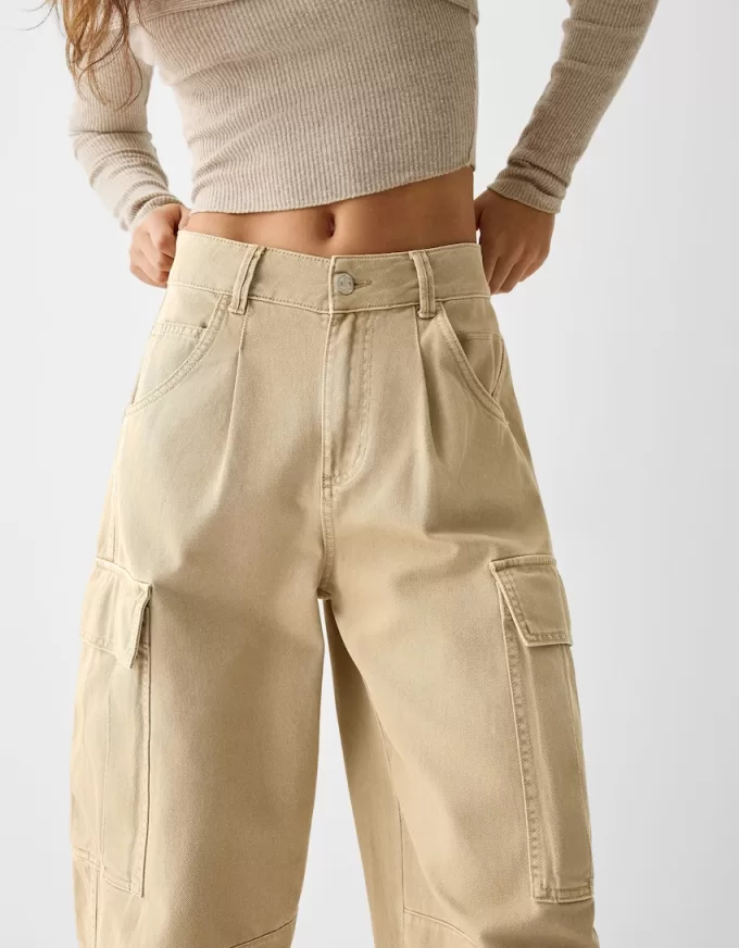 Pantaloni skater cargo din twill Pantaloni skater cargo din twill