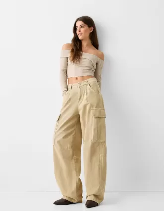 Pantaloni skater cargo din twill
