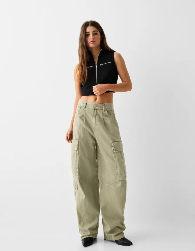 Pantaloni skater cargo din twill Pantaloni skater cargo din twill