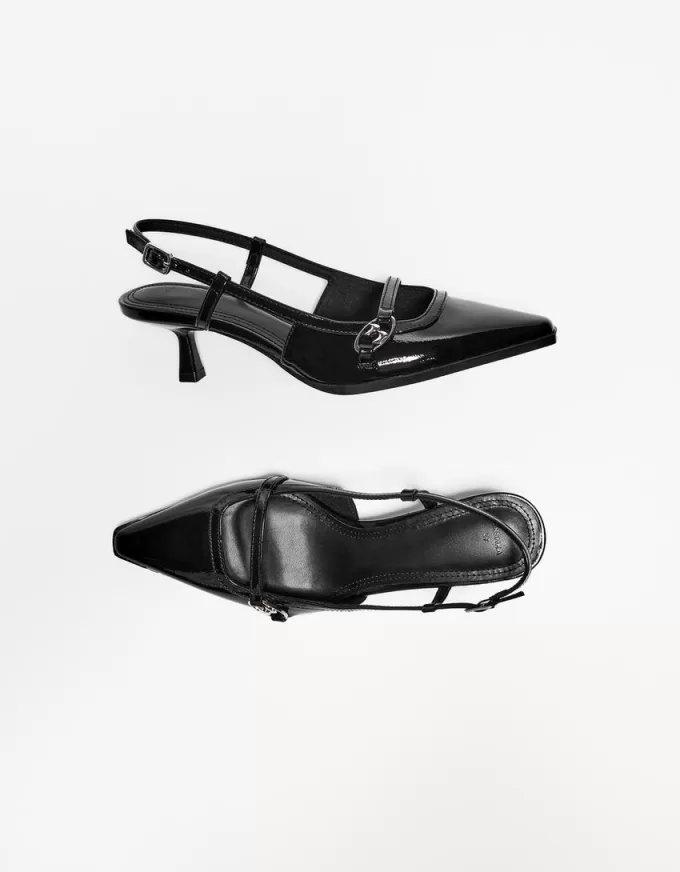 Pantofi kitten toc cu cataramă Pantofi kitten toc cu cataramă