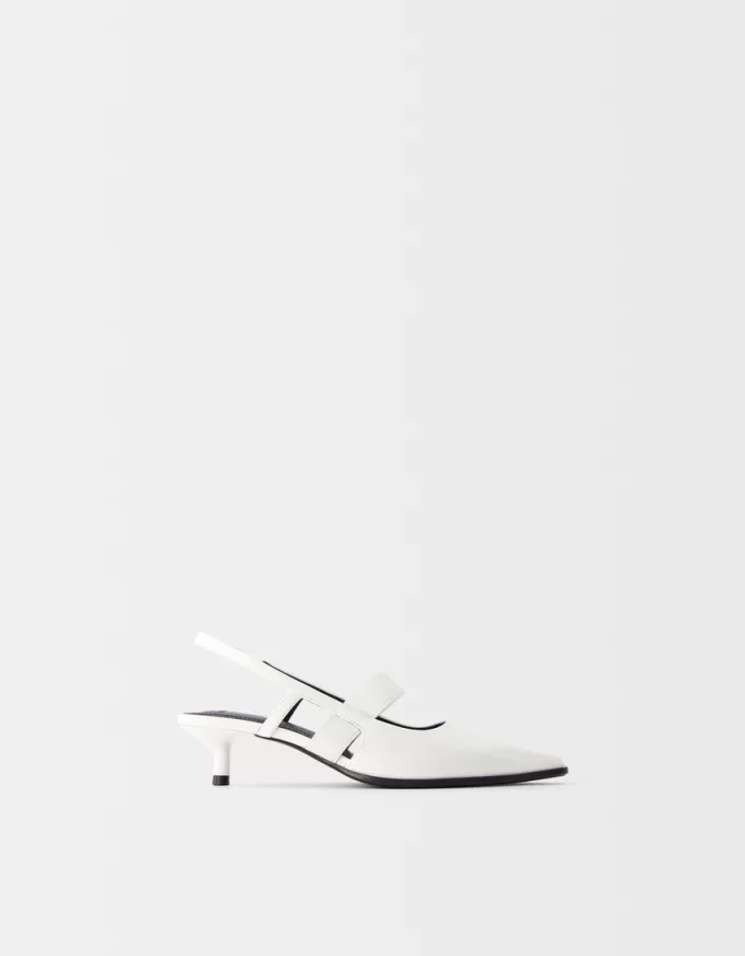 Pantofi kitten-toc cu detaliu elastic Pantofi kitten-toc cu detaliu elastic