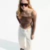 Pulover Bardot cu nervuri Pulover Bardot cu nervuri