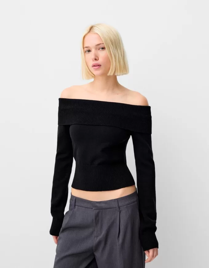 Pulover cu decolteu Bardot Pulover cu decolteu Bardot
