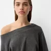 Pulover cu gât asimetric la atingere moale