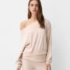 Pulover cu gât asimetric la atingere moale