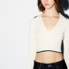 Pulover cu guler polo din tricot cablu Pulover cu guler polo din tricot cablu