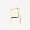 Pulover cu guler polo din tricot cablu Pulover cu guler polo din tricot cablu